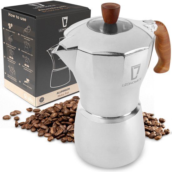 Leonomics Premium Percolator - 6 Cups - Aluminium Espresso Maker - 300ml