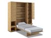 CONCEPTION PRO Lit mural escamotable 90x200 cm chêne artisan (vertical) avec armoires et matelas