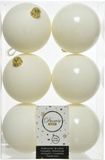 Decoris Kerstballen - 12x st - wol wit - 8 cm - kunststof - mat en glans mix - kerstversiering