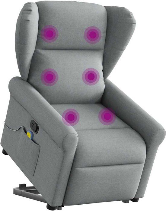 vidaXL Sta-op-massagestoel verstelbaar stof lichtgrijs