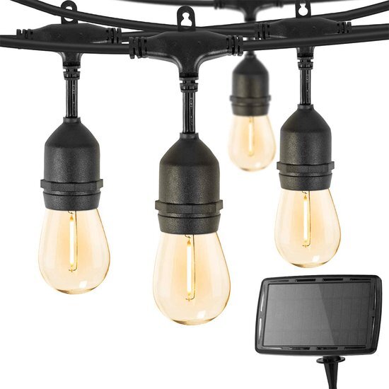 LedKoning Solar tuinverlichting prikkabel 'Chain' - 30 led filament lampen - Warm wit licht - Op zonne-energie