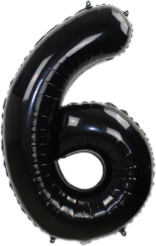 Folie Ballon Cijfer 6 Zwart 36cm - Verjaardag