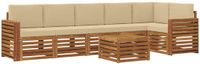 vidaXL - Hoek loungeset - 6 zitplaatsen - Natuurlijk en beige - Polyester