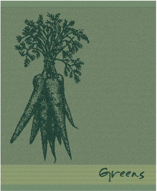DDDDD Keukendoeken - Set van 6 - Katoen - Groentenprint - Groen - 50x55 cm
