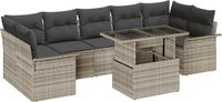 vidaXL Tuinbank Set 8-delig Lichtgrijs Polyrattan