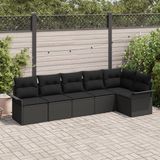 vidaXL Tuinbank Set Zwart Poly Rattan