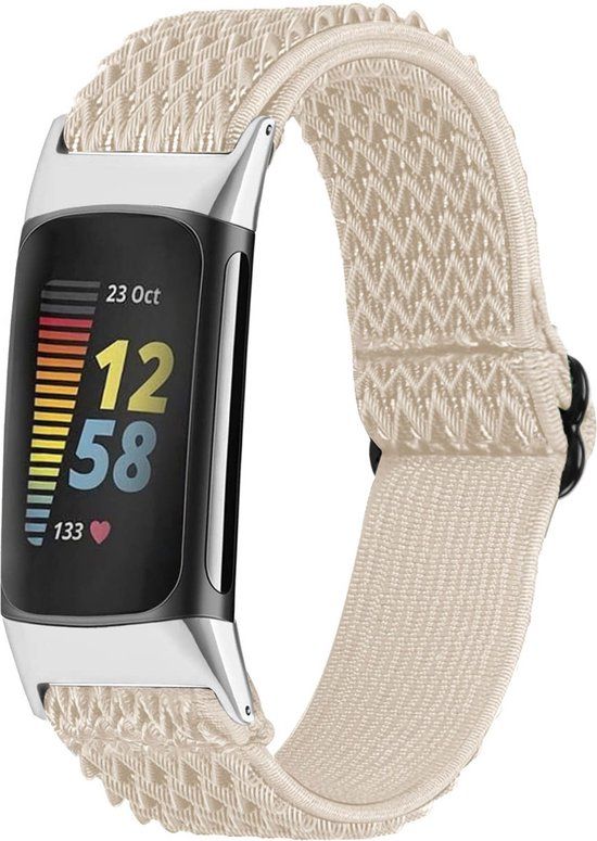iMoshion Bandje voor Fitbit Charge 5 / Charge 6 - Beige - Nylon - One size