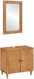 vidaXL Badkamermeubel Set 2 stuks Bruin Bewerkt Hout 62 x 33 x 58 cm
