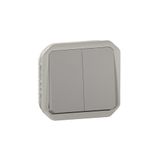 Legrand Dubbele schakelaar of wisselschakelaar, 10 A, Plexo, waterdicht IP55, grijs, 069525LE