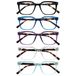 OPULIZE KOI Leesbrillen 5-Pack - Groot Rechthoekig Montuur - Zwart-Blauw-Paars-Helder-Aqua - Heren Dames - Veerscharnieren - RRRRR50-135CQ - +2.00