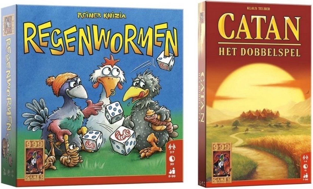 999 Games Spellenbundel - Dobbelspel - 2 Stuks - Kolonisten van Catan dobbelspel - Regenwormen