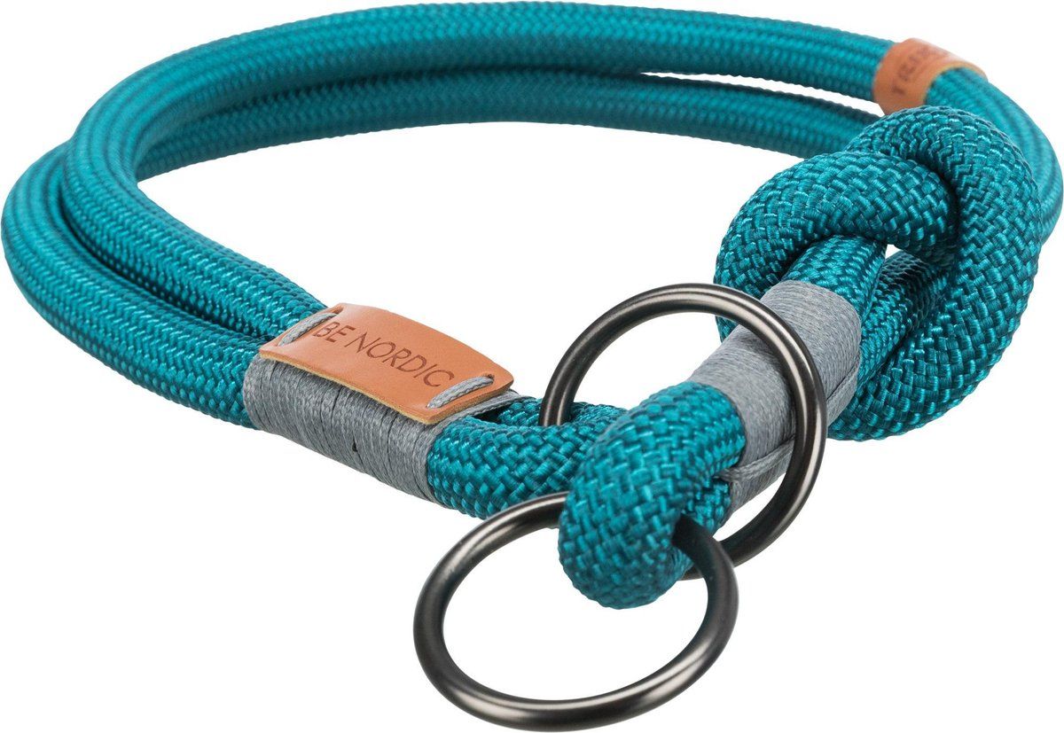 TRIXIE halsband voor hond be nordic slip met stop petrol/lichtgrijs 55x1,3 cm