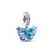 PANDORA Moments Blauw Murano Glas Vlinderbedelaar Hanger in sterling zilver met Murano glas, Cubic Zirconia, Compatible Moments Armbanden, 792698C01