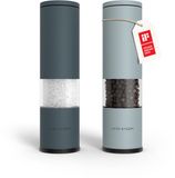 LARS NYSØM Lagom - Zout en Pepermolen Set (2 stuks) - Keramisch maalwerk met Instelbare Maalgraad - Roestvrijstaalen Zoutmolen Pepermolen (Stone Blue/Sky Blue)
