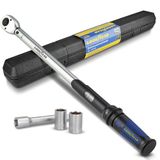 Goodyear Momentsleutel van topkwaliteit, instelbaar van 42 tot 210 Nm, vierkante aandrijving van 1/2 „, incl. verlengstuk en 17 mm en 19 mm doppen