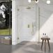 Fortifura Galeria Douchecabine - 100x140x200cm - scharnieren - deurgreep - stabilisatiestang - vlak - helder veiligheidsglas - PVD - geborsteld messing (goud)