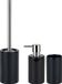 Spirella Set d'accessoires de salle de bain - Brosse WC/distributeur de savon/gobelet - porcelaine - noir