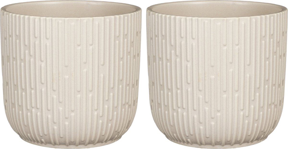 Mica Decorations - Plantenpot - 2 stuks - Keramiek - Mat Wit - D17.5/H16 cm