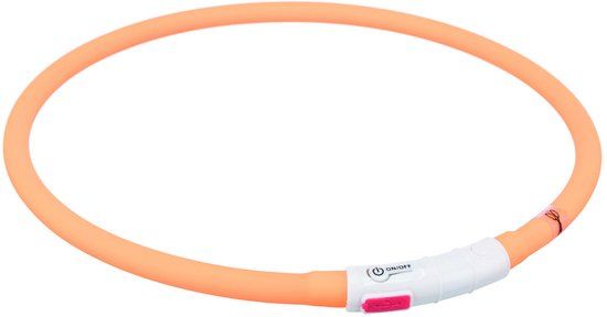 Trixie Halsband Usb Siliconen Lichtgevend Oplaadbaar Oranje - 70X1 CM