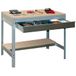 Simon Rack Sterke Werkbank met Lade, 842x910x610 mm, 400 kg Draagvermogen, Metalen Frame en Houten Werkblad, Ideaal voor Garage en Werkplaats, Grijs/Hout – BT0