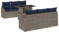 vidaXL Tuinbank Set 7-delig Grijs Polyrattan