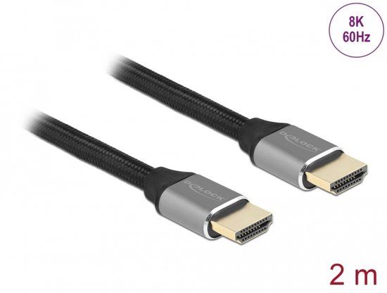 Delock Ultra High Speed HDMI Cable 48 Gbps 8K 60 Hz grey 2 m certified