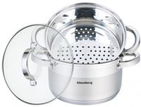 Klausberg 7135 - stoompan - 3 delig - 18cm - rvs - alle warmtebronnen