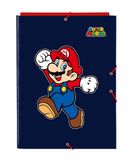 Super SAFTA S.A. Super Mario World Folio-map met 3 kleppen, ideaal voor kinderen van verschillende leeftijden, comfortabel en veelzijdig, kwaliteit en duurzaamheid, 26 x 36,5 cm, marineblauw, Donkerblauw, Standaard