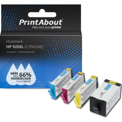 PrintAbout Huismerk HP 920XL (C2N92AE) Inktcartridge 4-kleuren Voordeelbundel Hoge capaciteit