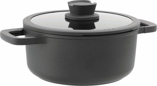 BergHOFF Leo Stone+ Kookpot met Deksel - Zwart Aluminium - 4,4 L