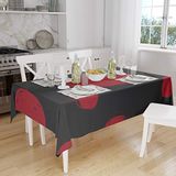Bonamaison Tafelkleed, Anti-Mold, Sneldrogend, Waterdicht, 100% Polyester Tafellaken, rood Zwart, 140 x 160 Cm