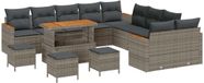 vidaXL Tuinbank Set 2-persoons Grijs Polywood Inclusief Kussens