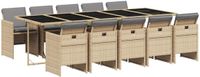 vidaXL 11-delige Tuinset met kussens, polyrattan, gemengd beige