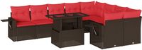 vidaXL 10-delige tuinbankset met kussens, bruin, polyrotan