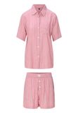 LingaDore Vrouwen Shortama S Dusty rose Gestreept Korte mouw 100% Viscose
