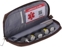 Merkloos Draagbare Insuline Pen Travel Case, Diabetische Pen Portemonnee, Bruin