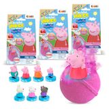 INKEE Surprise Peppa Pig Badbruisballen voor kinderen, met verrassing, speelgoed voor in de badkuip, met aardbeiengeur en schuimeffect
