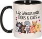 Bellatio Decorations Mok - Life is Better with Cats and Dogs - Zwart