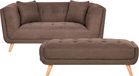 Beliani HABO - 2-zitsbank met ottomaan - Bruin - Polyester