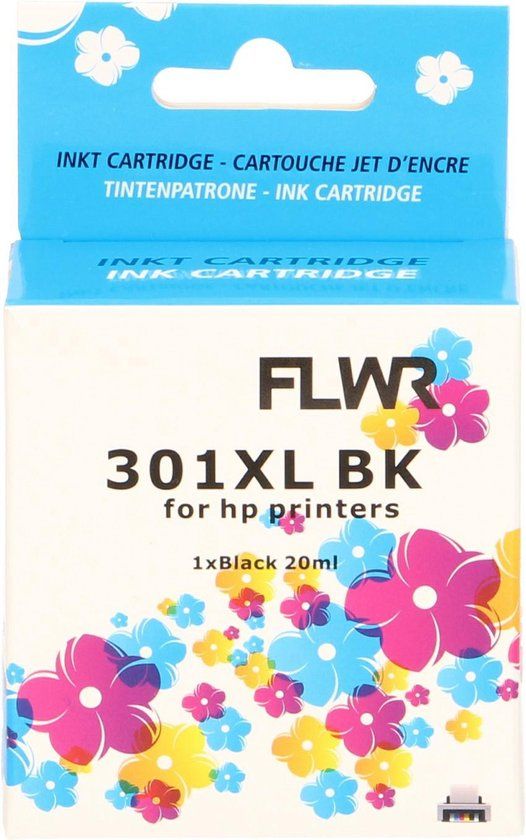 FLWR 301XL Black Ink Cartridge for HP Printers