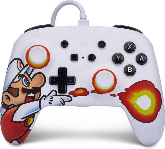 PowerA Enhanced Wired Controller - Nintendo Switch - Firefall Mario - White/Red