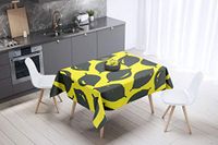 Bonamaison Tafelkleed, Anti-Mold, Sneldrogend, Waterdicht, 100% Polyester Tafellaken, Neon Geel, Rook, 140 x 140 Cm