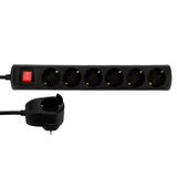 REV Stekkerdoos PowerSplit - meervoudige stekkerdoos 7-voudig (6+1), met schakelaar om energie te besparen, 3500W, 2m, zwart