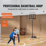 Basketbalstandaard - Draagbaar Basketbalsysteem - Verstelbare Hoogte 122-305 cm - Met Basketbalring - Vulbare Voet Water Of Zand - Weerbestendig Roestvrij - Verrijdbaar - Zwart