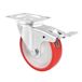WAGNER Soft zwenkwiel - diameter 125 mm, bouwhoogte 155 mm, staal verzinkt, rood/wit, vastzetter en aanschroefplaat 85 x 105 mm, draagkracht 105 kg - 04782501