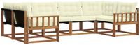 vidaXL - Acacia Hout Loungeset - Hoek Loungeset - 6 Zitplaatsen - Natuurlijk en Crème