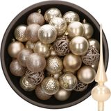 Decoris Boules de Noël - 37 ST - 6cm - Plastique - Champagne