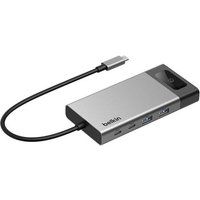 Belkin USB Hub, 8-in-1 Meerpoorts USB C Hub 100W, Ondersteunt 2 Extra Schermen, Docking Station voor Mac, Windows en Chromebook, 10Gbps Gegevensoverdracht, Ethernet, Resoluties tot 4K bij 60 Hz