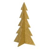 Mopec decoratieve boom met goudglitter, karton, 12 x 12 x 19 cm, 4 stuks