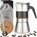 Cafetière italienne pour induction, 4 tasses, acier inoxydable et verre